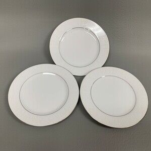 Crown Victoria Lovelace Bread & Butter Plate White Silver Made in Japan Lot of 3